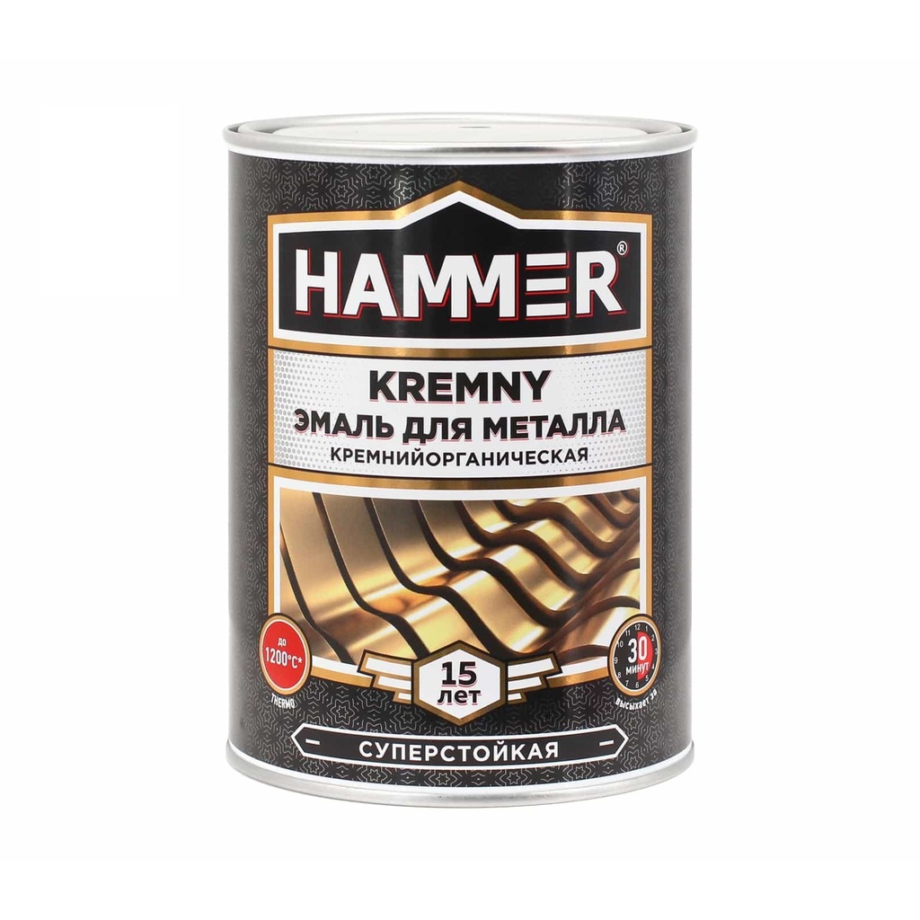 Эмаль по металлу HAMMER КО Kremny RAL 6002 зеленый 500С 0.8 кг ЭК000138087