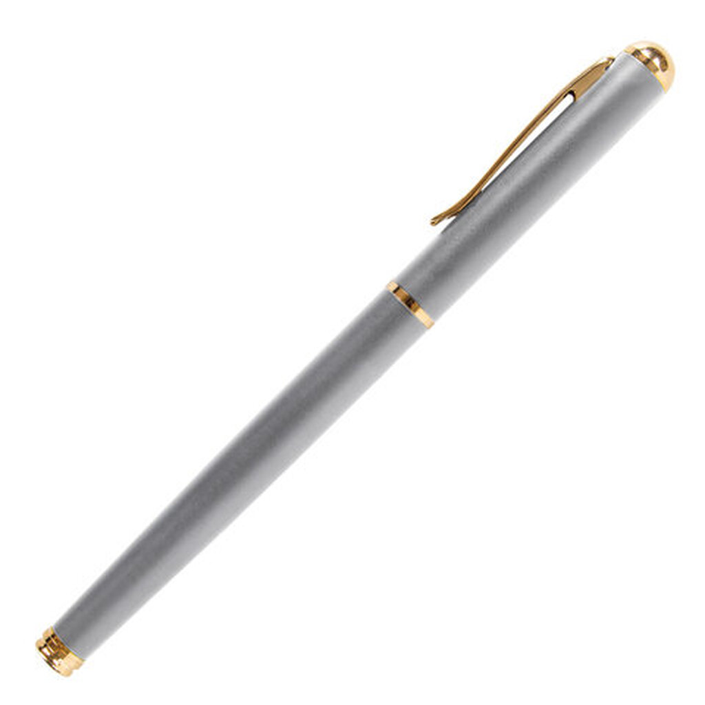 Подарочная перьевая ручка BRAUBERG Maestro синяя, серебристый корпус с золотом, линия 0.25 мм 143469