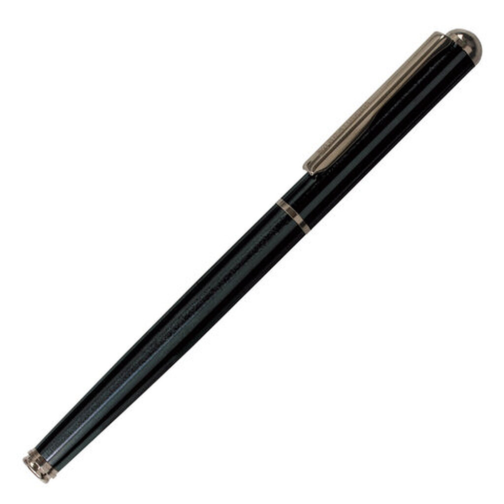 Подарочная перьевая ручка BRAUBERG Larghetto синяя, черный корпус с хромом, линия 0.25 мм 143477