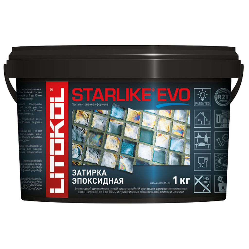 Эпоксидный состав для укладки и затирки мозаики LITOKOL STARLIKE EVO S.140 NERO GRAFITE 485190002