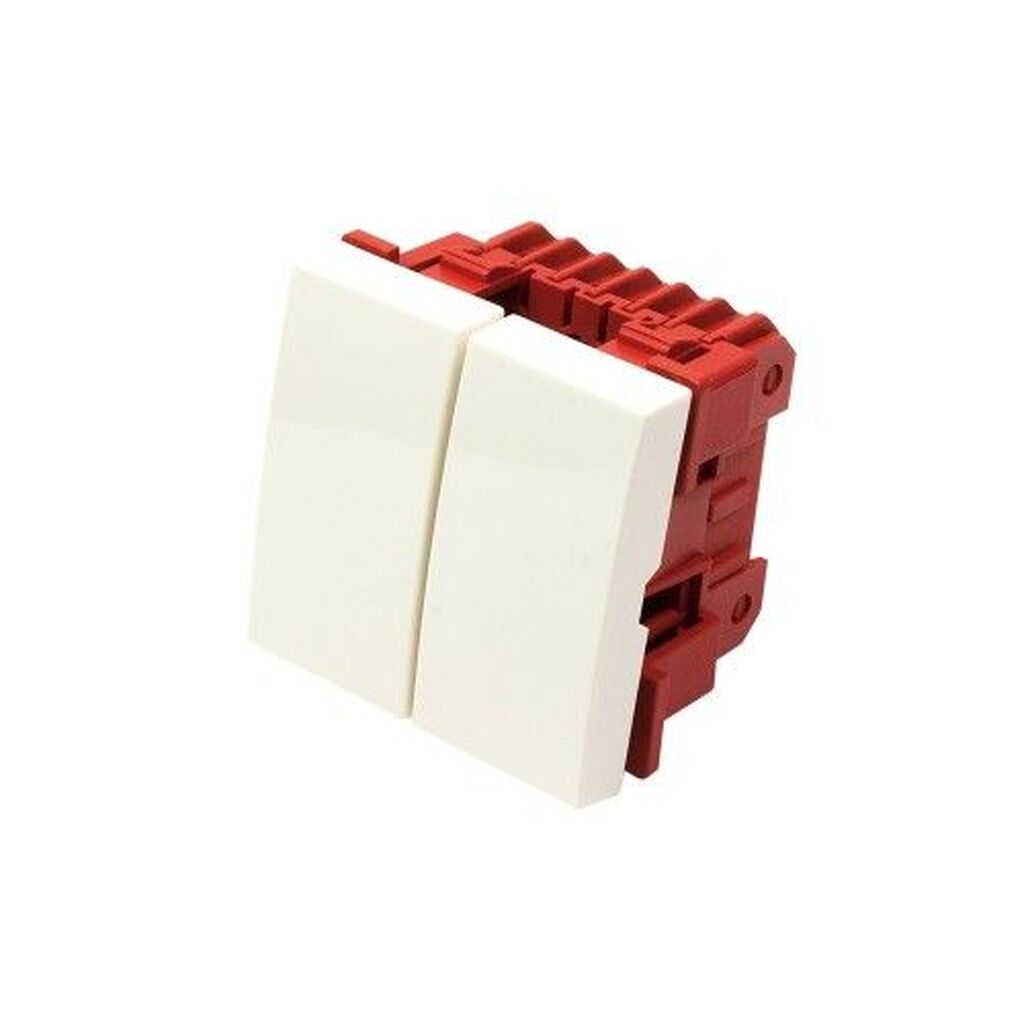 Выключатель 2-контактный LANMASTER двухклавишный, 45х45, белый LAN-EC45x45-S22-WH