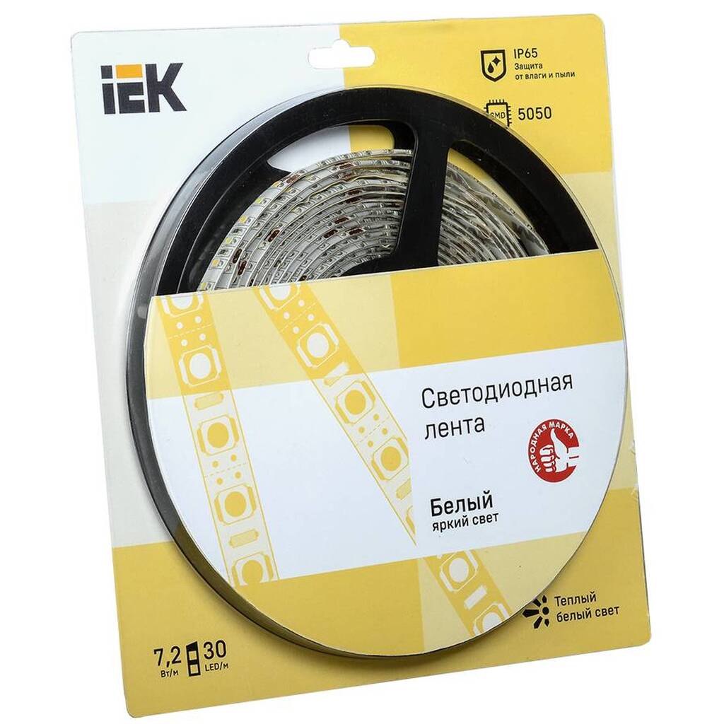 Лента IEK LED 5м блистер LSR-5050WW30-7,2-IP65-12V LSR2-1-030-65-1-05