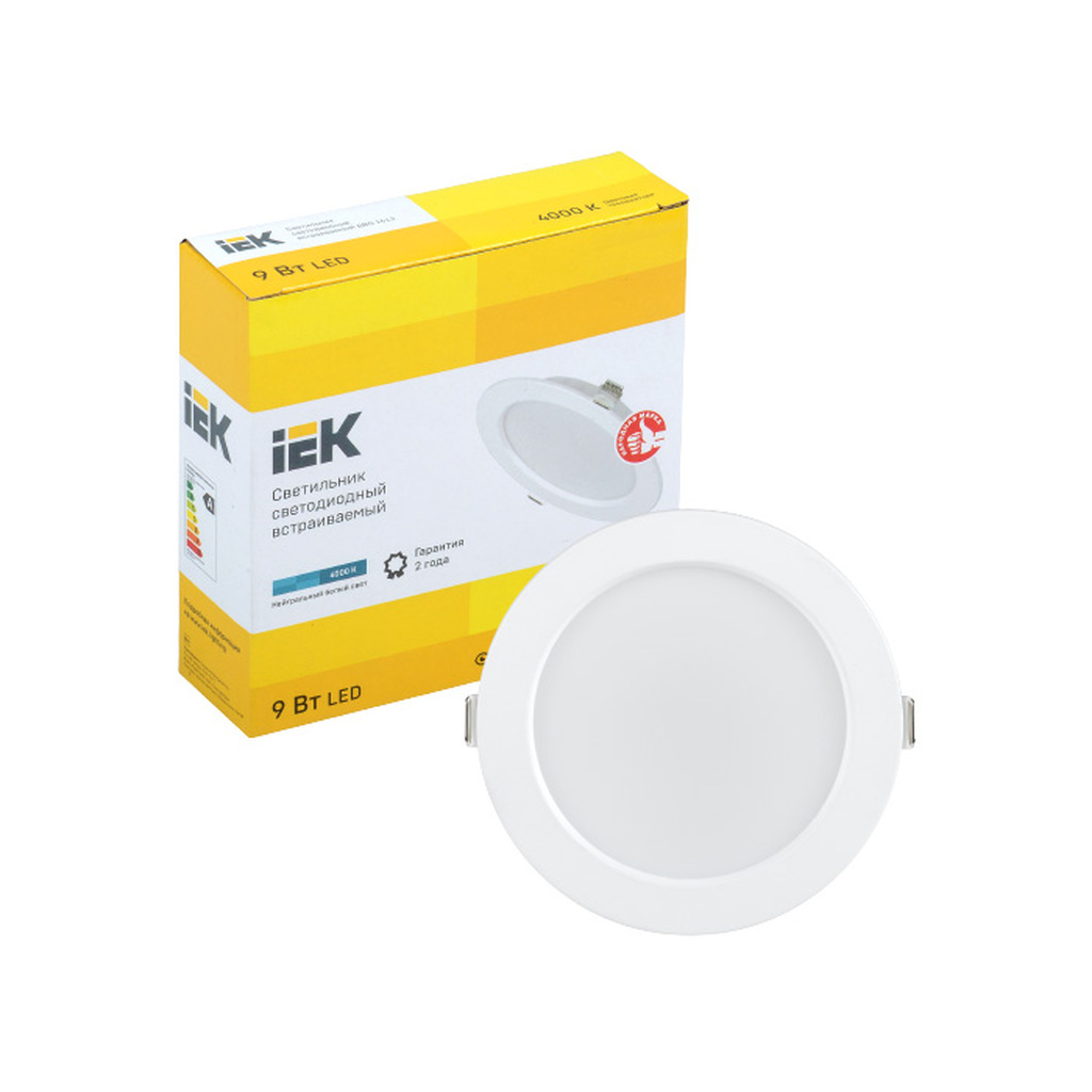 Светильник IEK ДВО 1612, LED, белый, круг, 9Вт, 4000К, IP20 LDVO0-1612-09-4000-K01