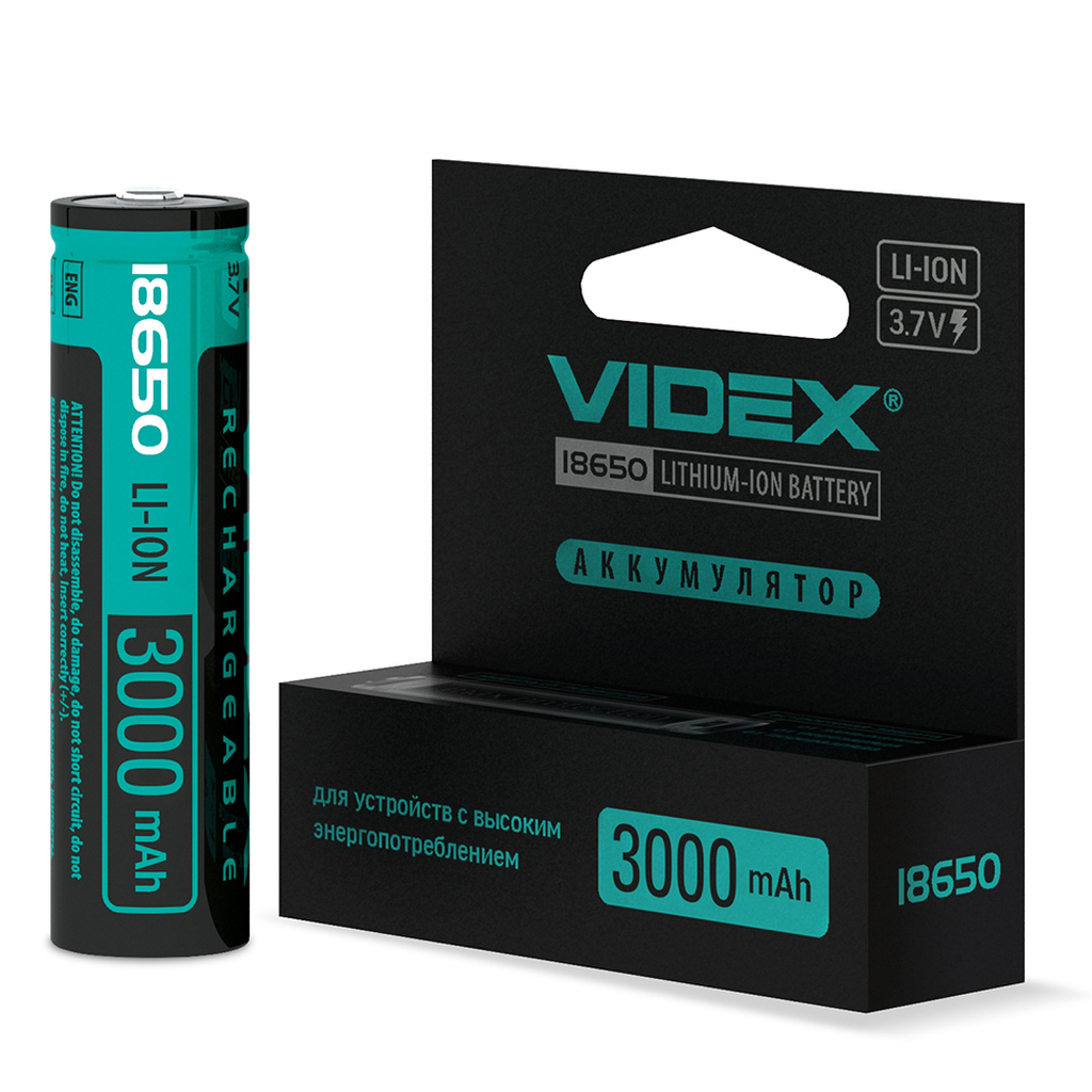 Аккумулятор Videx 18650 3000mAh 1pcs/box с защитой VID-18650-3.0-WP