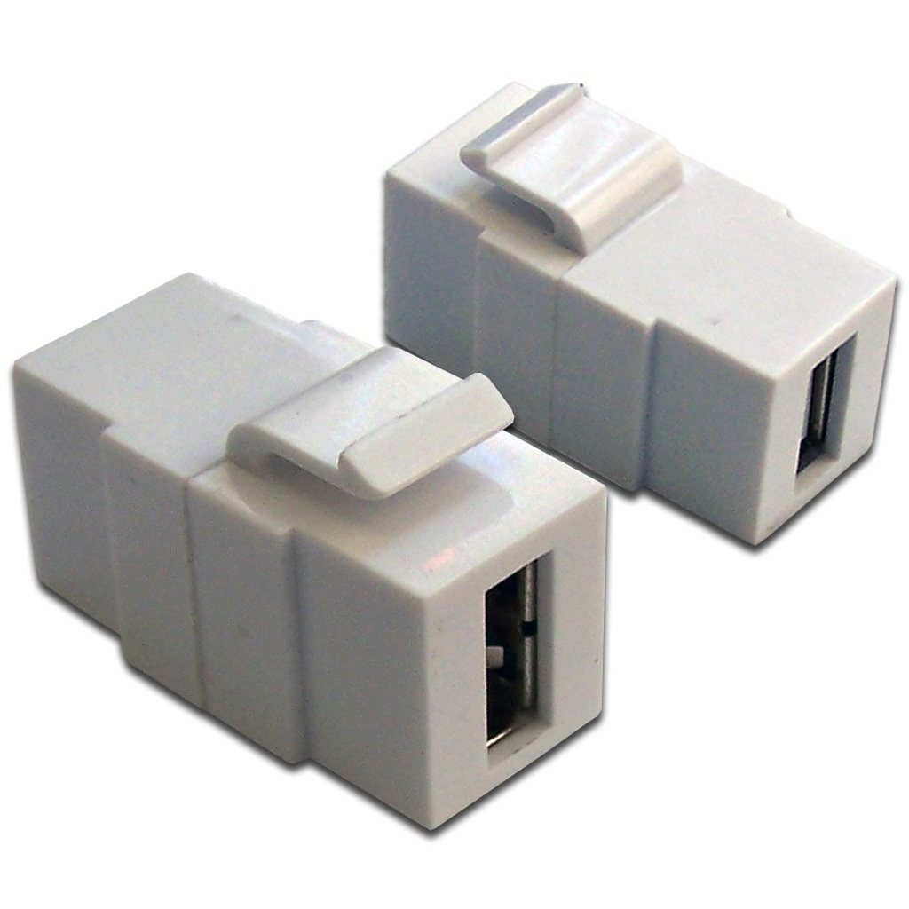 Вставка LANMASTER Keystone USB 2.0, тип A, мама-мама, 180 градусов, белая LAN-OK-USB20-AA/V-WH