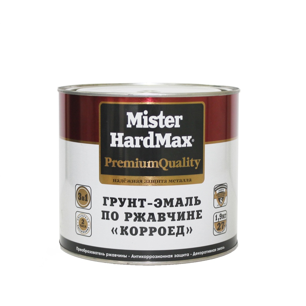 Грунт-эмаль по ржавчине HardMax Корроед RAL 1018 желтый, банка 1.9 кг, 1 шт. 4690417071074