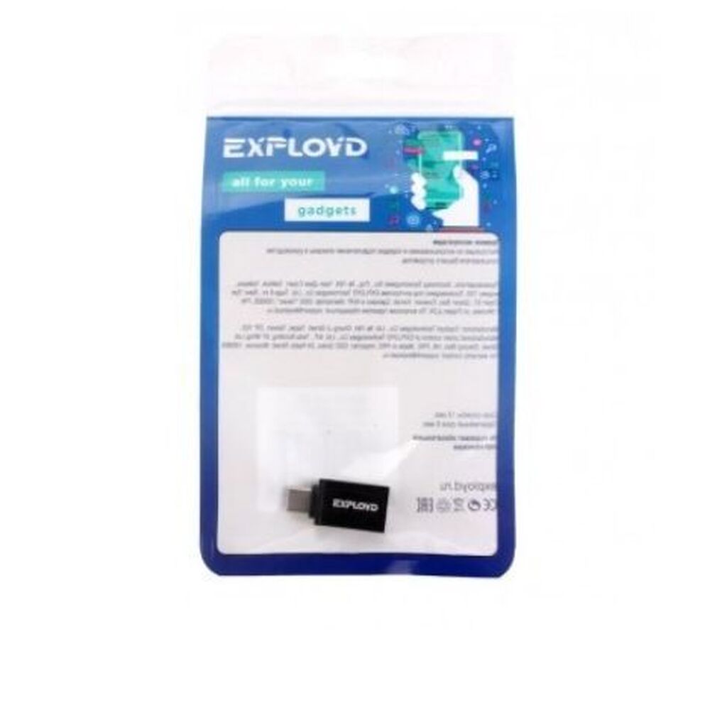 Переходник EXPLOYD EX-AD-297 type-C - USB3.0 OTG алюминий черный Переходник