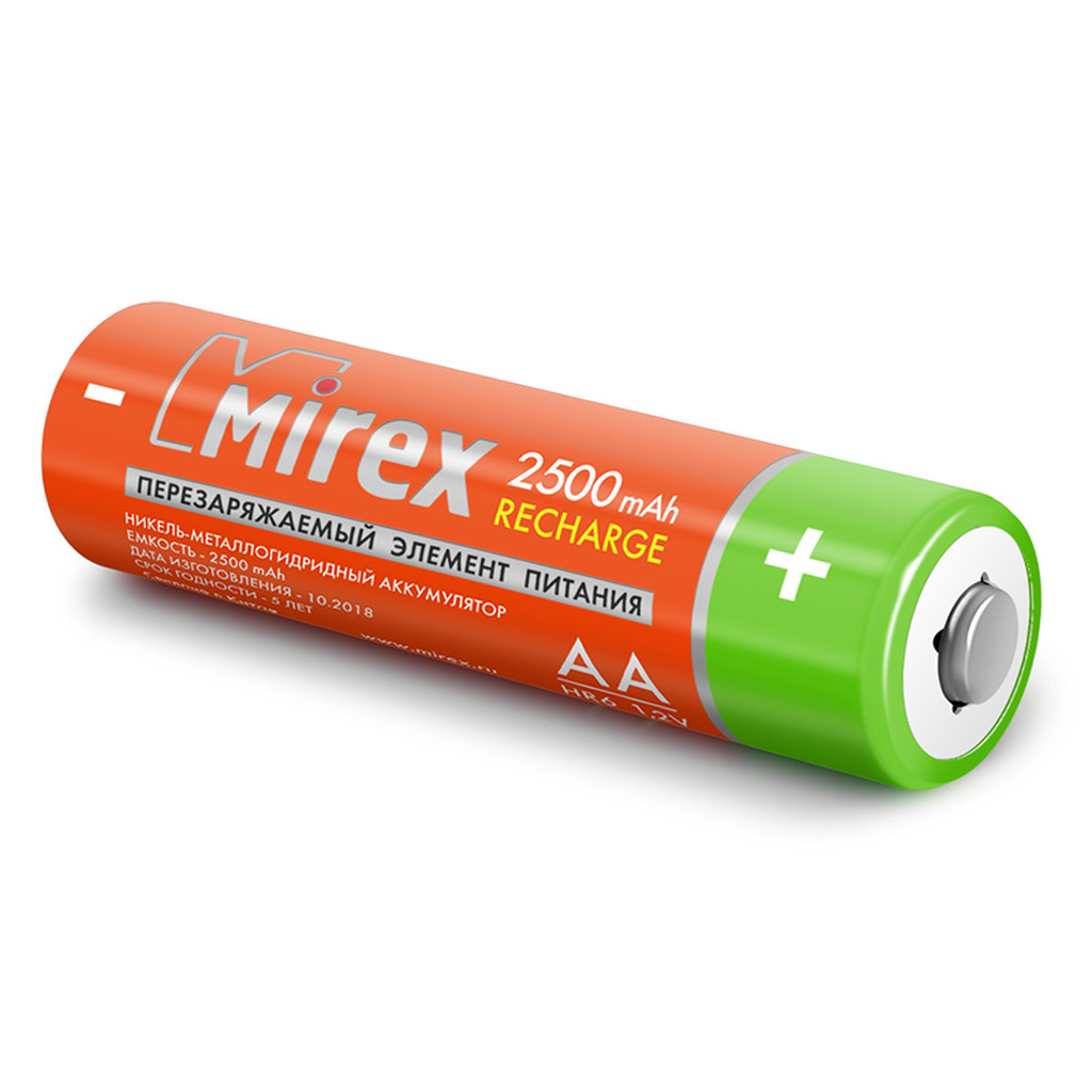 Аккумулятор Mirex, Ni-MH HR6 / AA 2500mAh 1,2V 4 шт ecopack 23702-HR6-25-E4