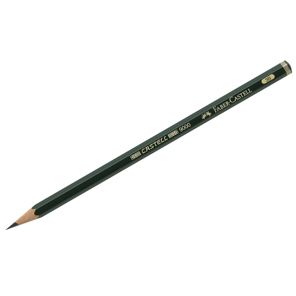 Чернографитный карандаш Faber-Castell Castell 9000 3B, заточенный 119003