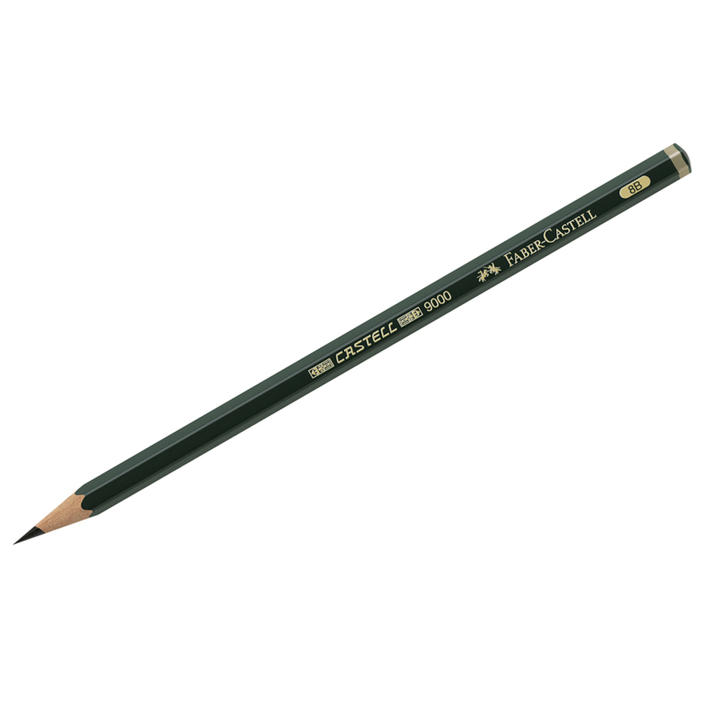 Чернографитный карандаш Faber-Castell Castell 9000 8B, заточенный 119008