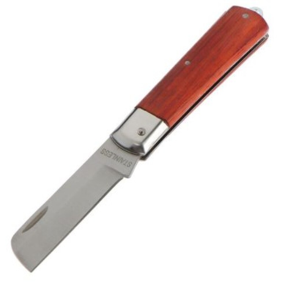 Нож TUNDRA универсальный складной деревянная рукоятка, прямое лезвие, нержавеющая сталь 1220206