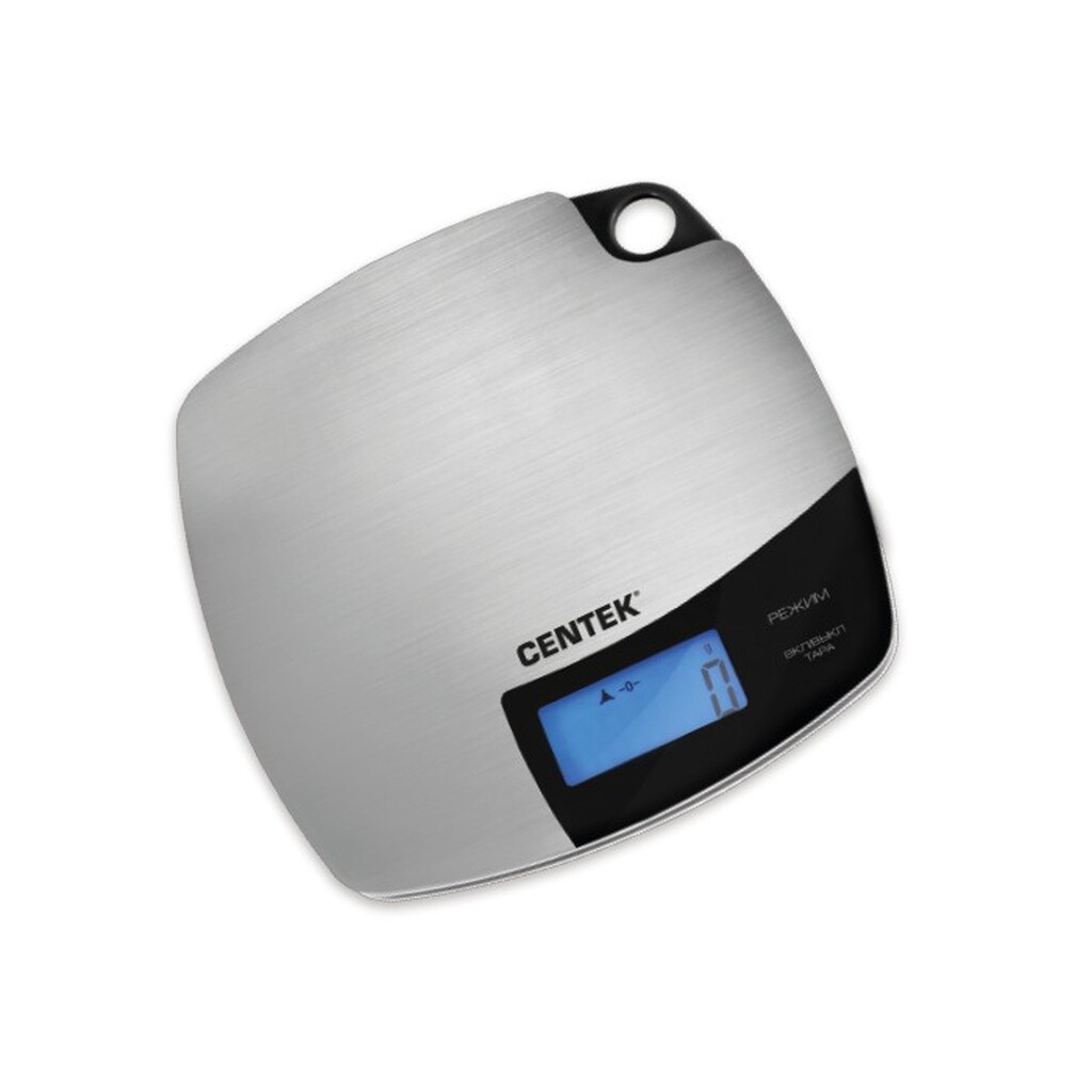 Кухонные весы Centek сталь, сенсор, LCD- 59х27 с подсветкой, t в комнате, max 5кг, шаг 1г CT-2463