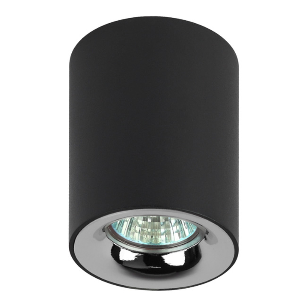 Накладной светильник ЭРА OL1 GU10 BK/CH Подсветка, GU10, D80х100мм, черный/хром Б0041502 ERA