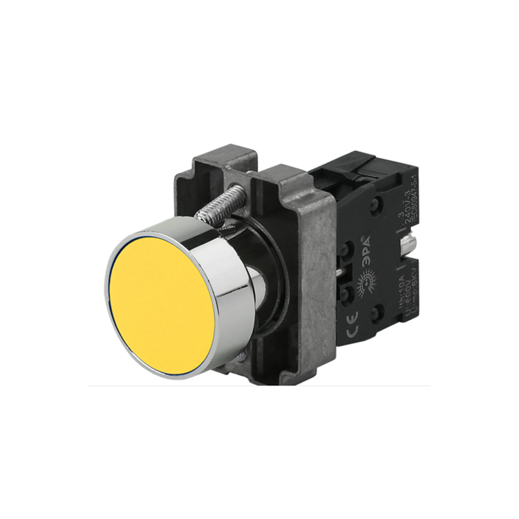 Кнопка управления ЭРА LAY5-BA51, без подсветки, желтая, 1з, 20/200/8000 Б0045668 ERA