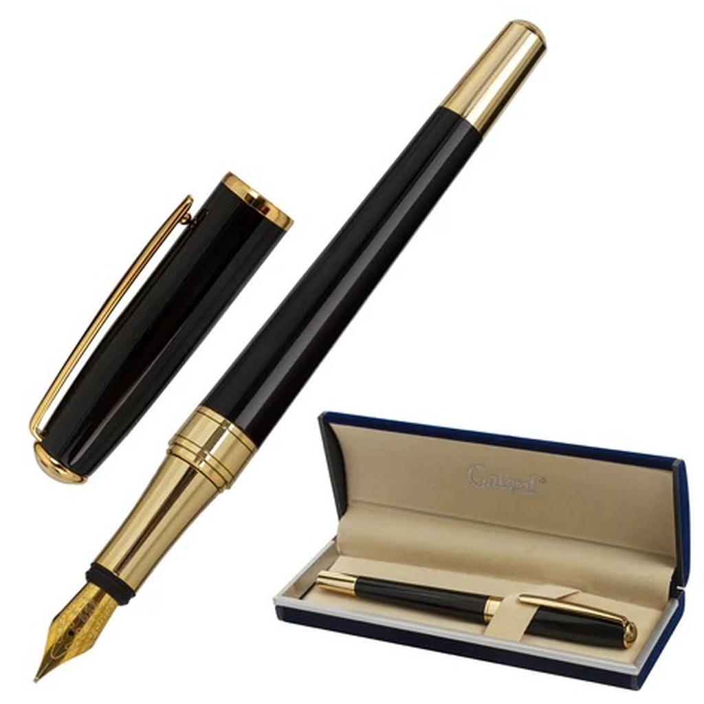 Подарочная перьевая ручка GALANT LUDUS черный корпус, золотистые детали, 0.8 мм 143529