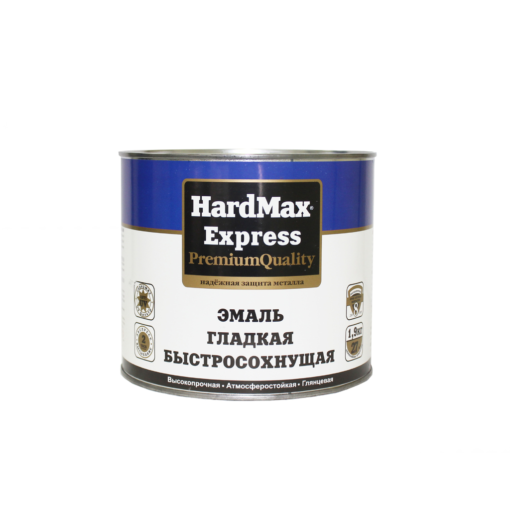 Быстросохнущая эмаль HardMax EXPRESS гладкая, желтая, банка 1.9 кг 4690417076727