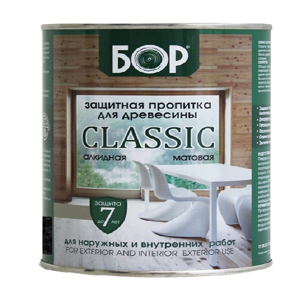 Защитная пропитка для древесины Бор CLASSIC рябина, банка 2,5 кг 4690417078998