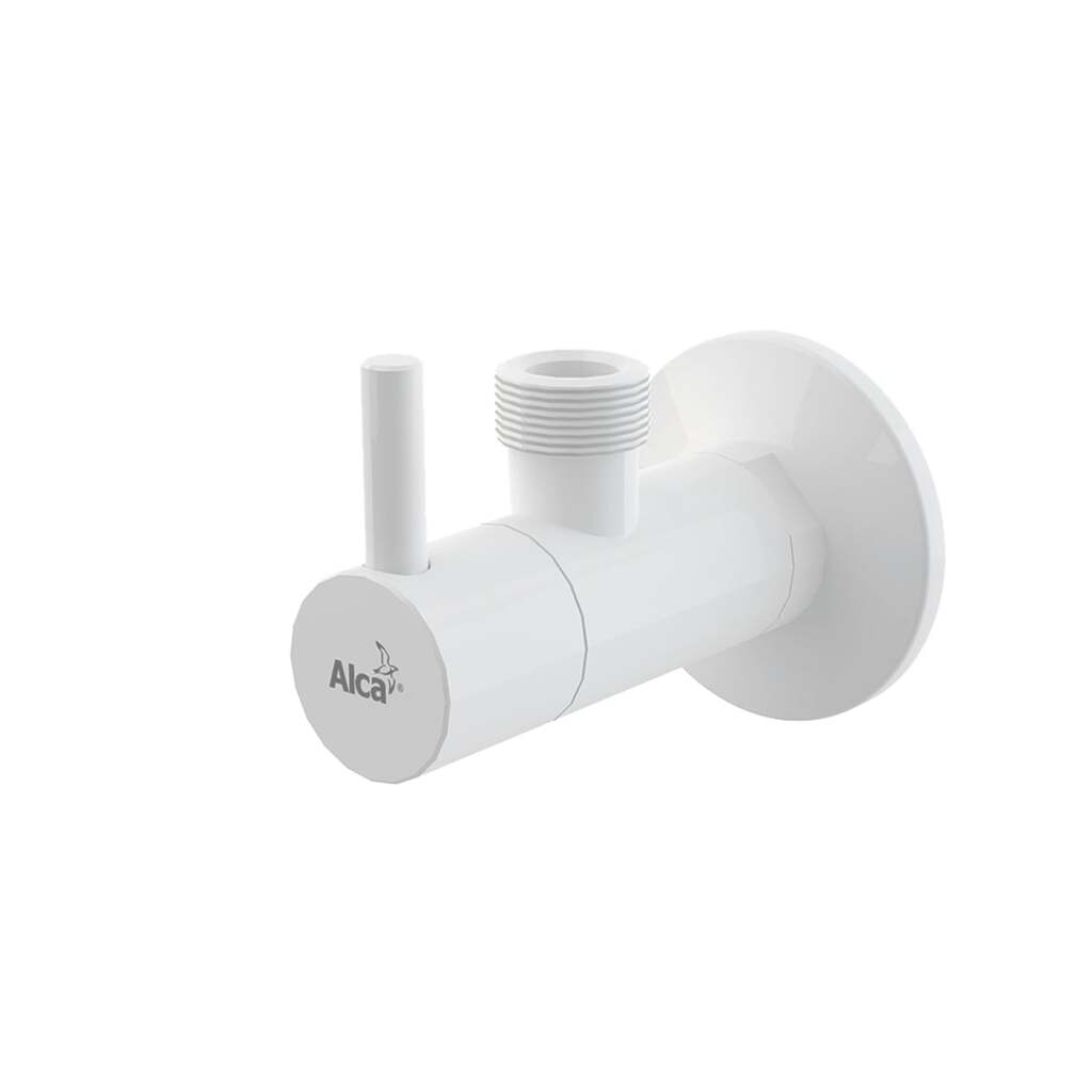 Угловой вентиль Alca Plast с фильтром 1/2"х1/2", круглый, белый ARV003B