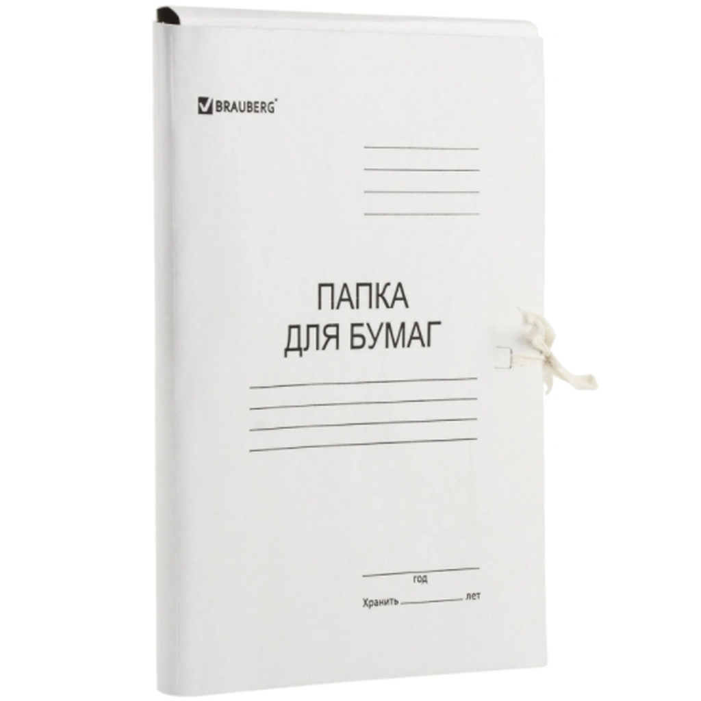 Папка 100 шт в упаковке BRAUBERG для бумаг с завязками картонная мелованная 440г/м2 до 200 листов 110925