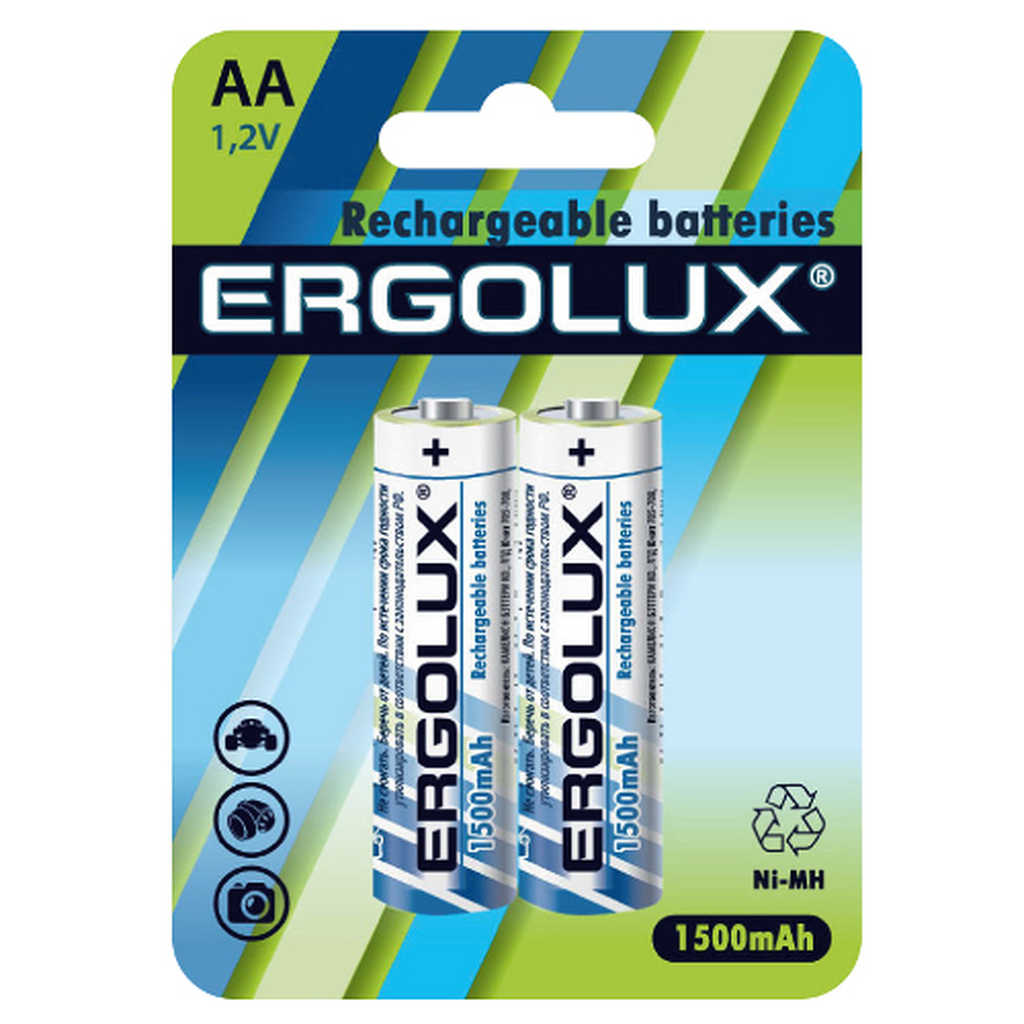 Аккумулятор Ergolux NHAA1500BL2 1.2В, AA-1500mAh, Ni-Mh, BL-2 12975