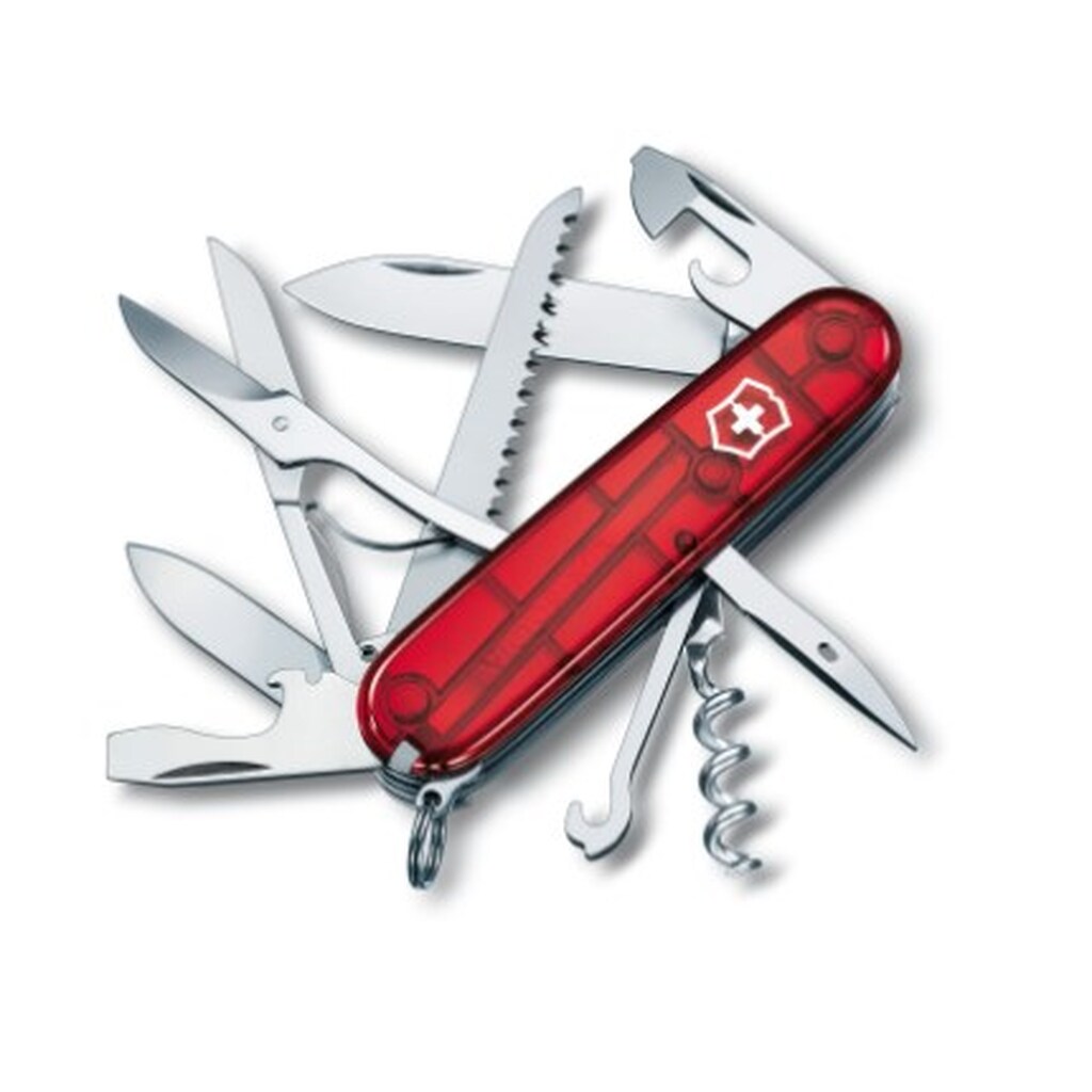 Швейцарский нож полупрозрачный красный Victorinox Huntsman 1.3713.T