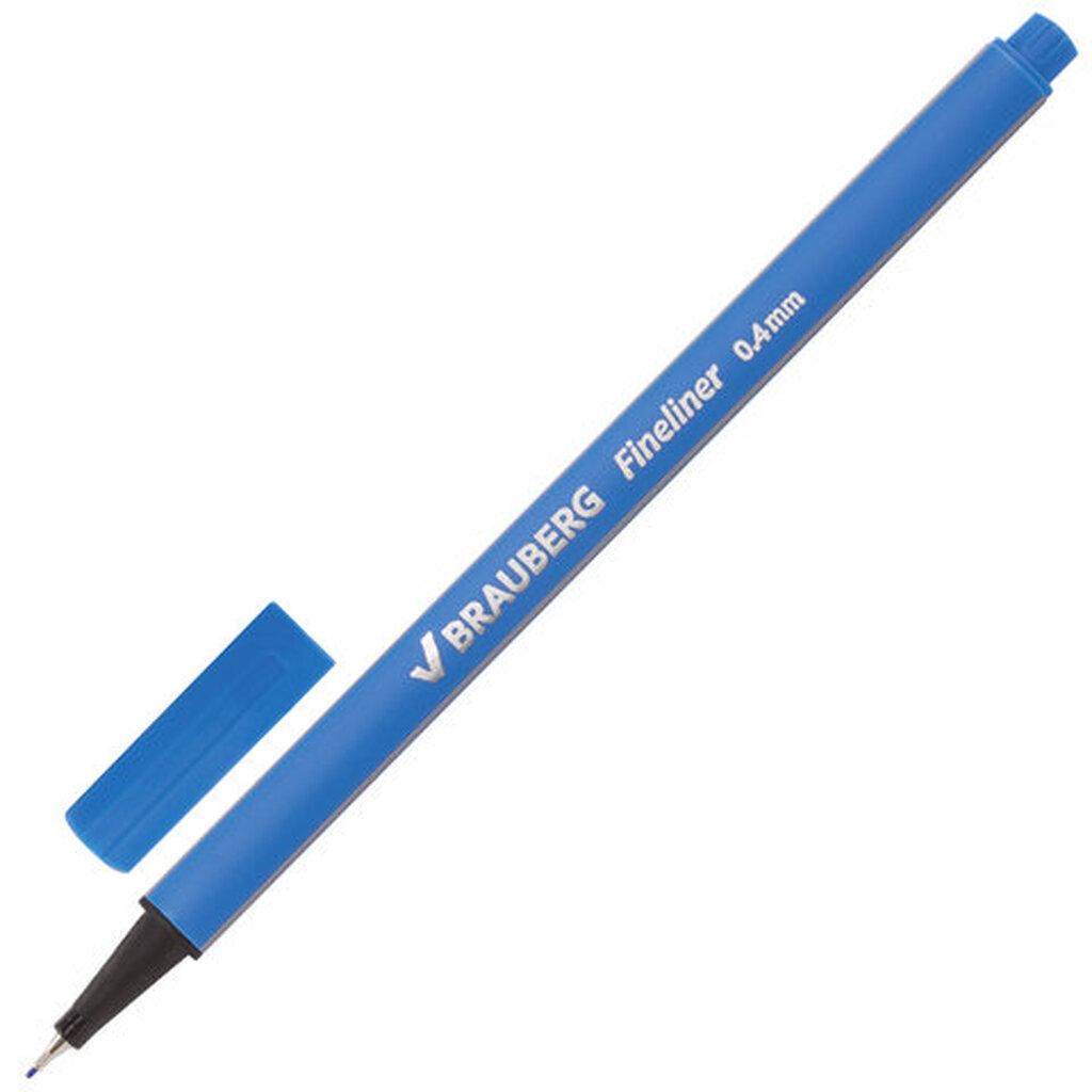 Ручка  BRAUBERG капиллярная линер Aero ГОЛУБАЯ трехгранная металлич. наконечник 04мм 142259