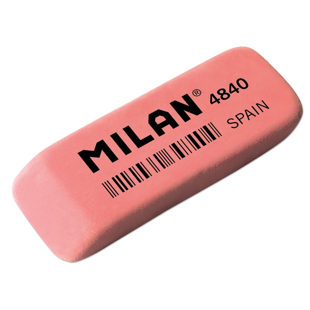 Каучуковый ластик 40 шт в упаковке Milan 4840 скошенной формы розовый 973205