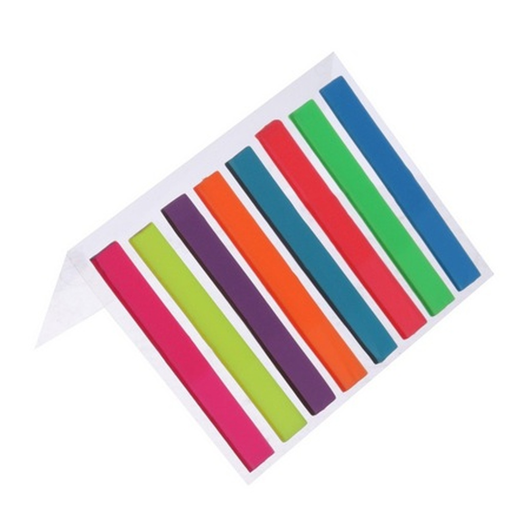 Блок-закладки с липким краем Calligrata пластик, 20 листов, 8 цветов, флуоресцентный, 6х48 мм 5491852