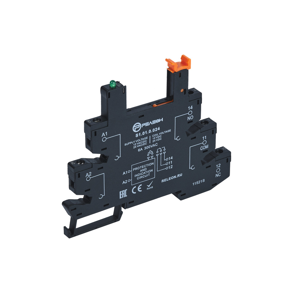 Розетка для реле с винтовыми зажимами Релеон, 6А; /= 12-24В AC/DC; S1010024