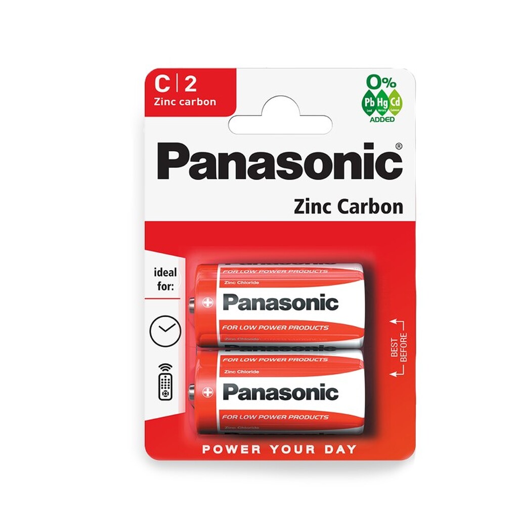 Батарейка Panasonic, R14 Zinc Carbon BL2 167