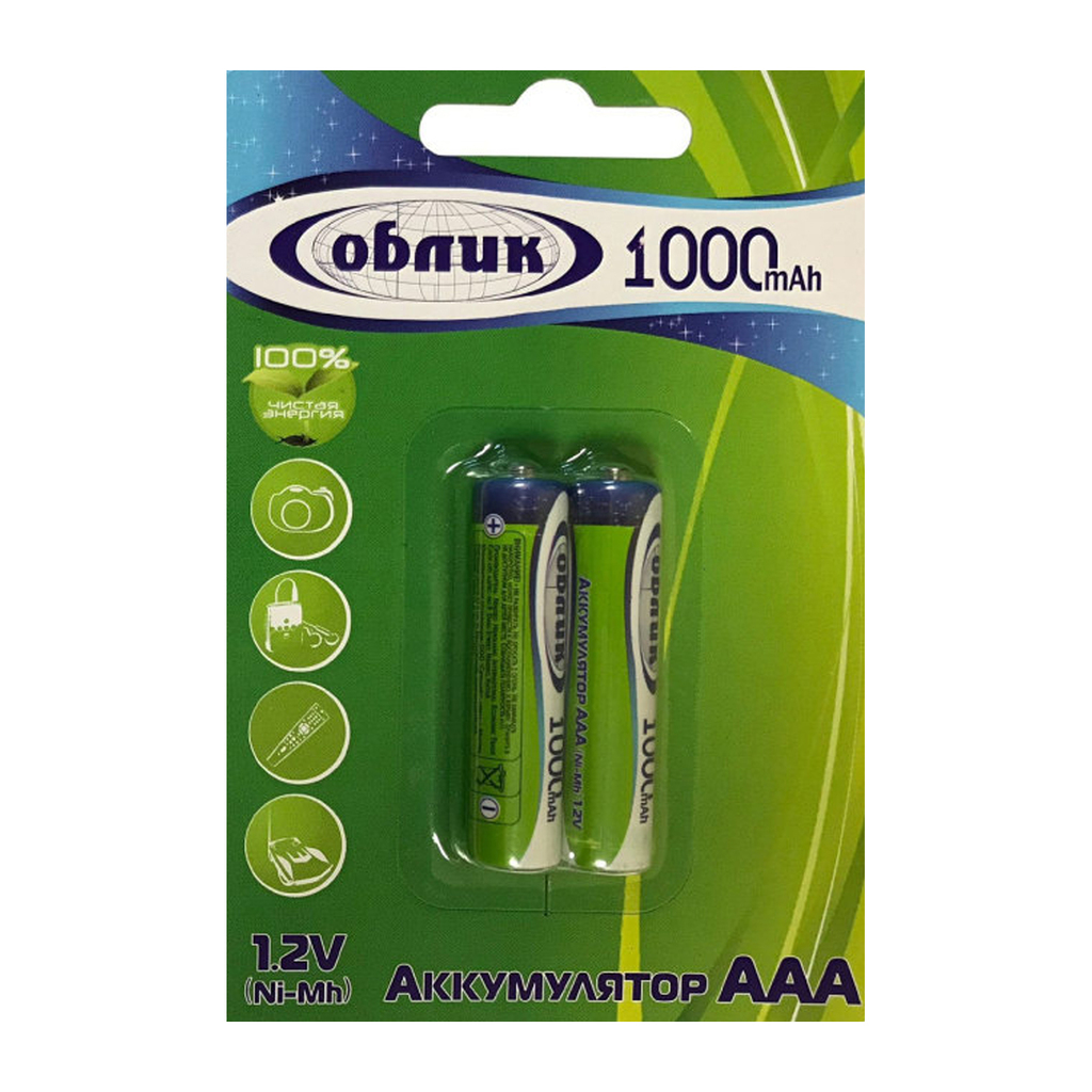 Аккумуляторы Облик Ni-Mh AAA -1000 mAh Блистер-2 6053