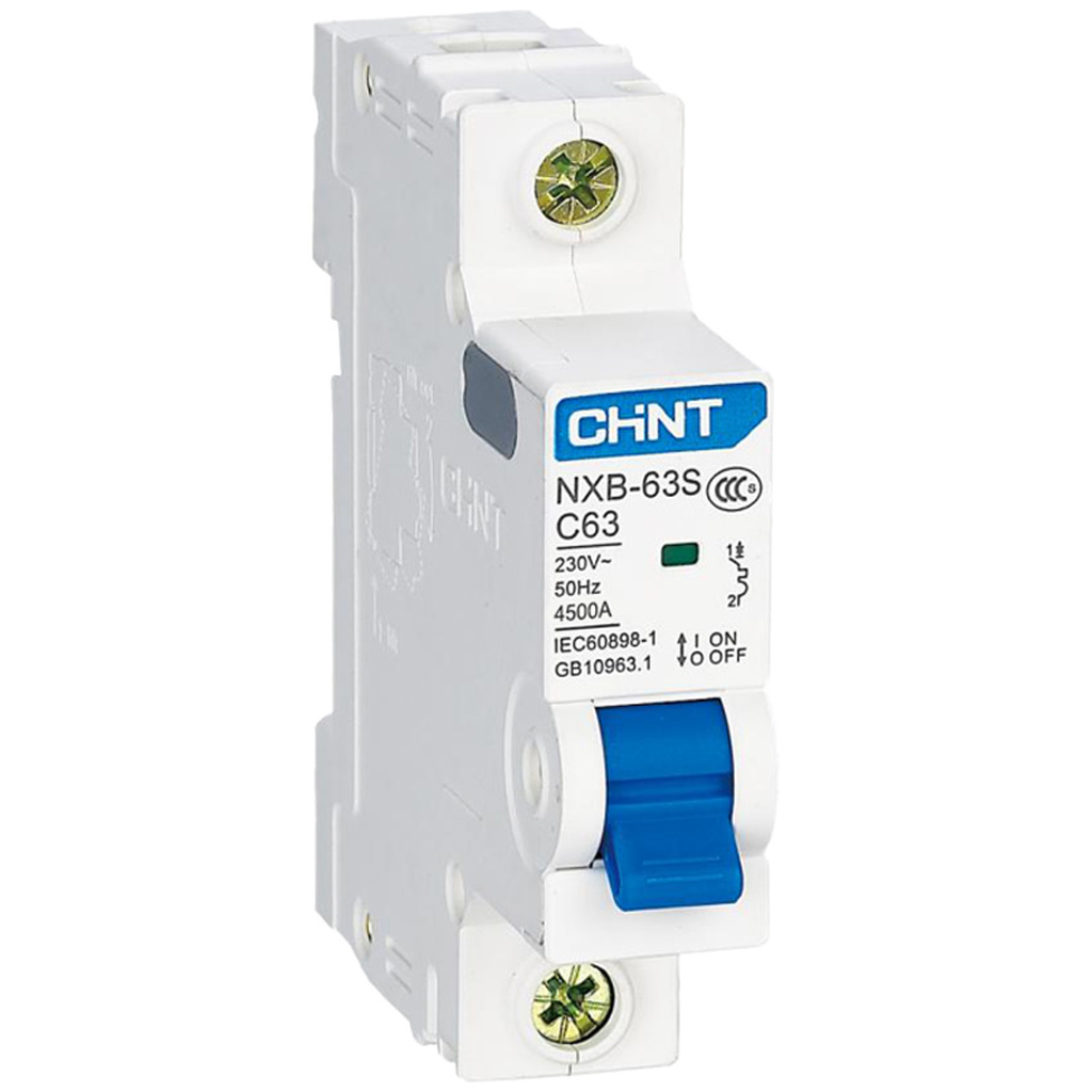 Автоматический выключатель CHINT NXB-63S 1P 63А 4.5kA характеристика C R 296716
