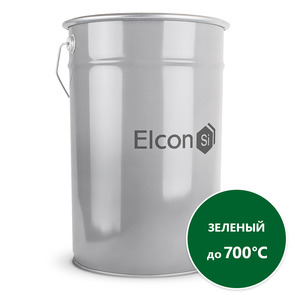 Термостойкая эмаль Elcon зеленая, 700 градусов, 25 кг 00-00003969