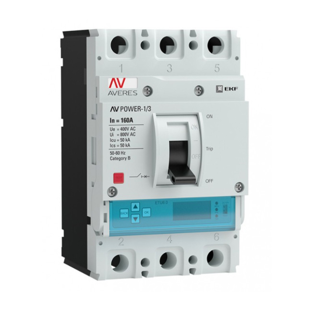 Автоматический выключатель EKF AV POWER-1/3, 160А, 50kA, ETU6.2 mccb-13-160-6.2-av