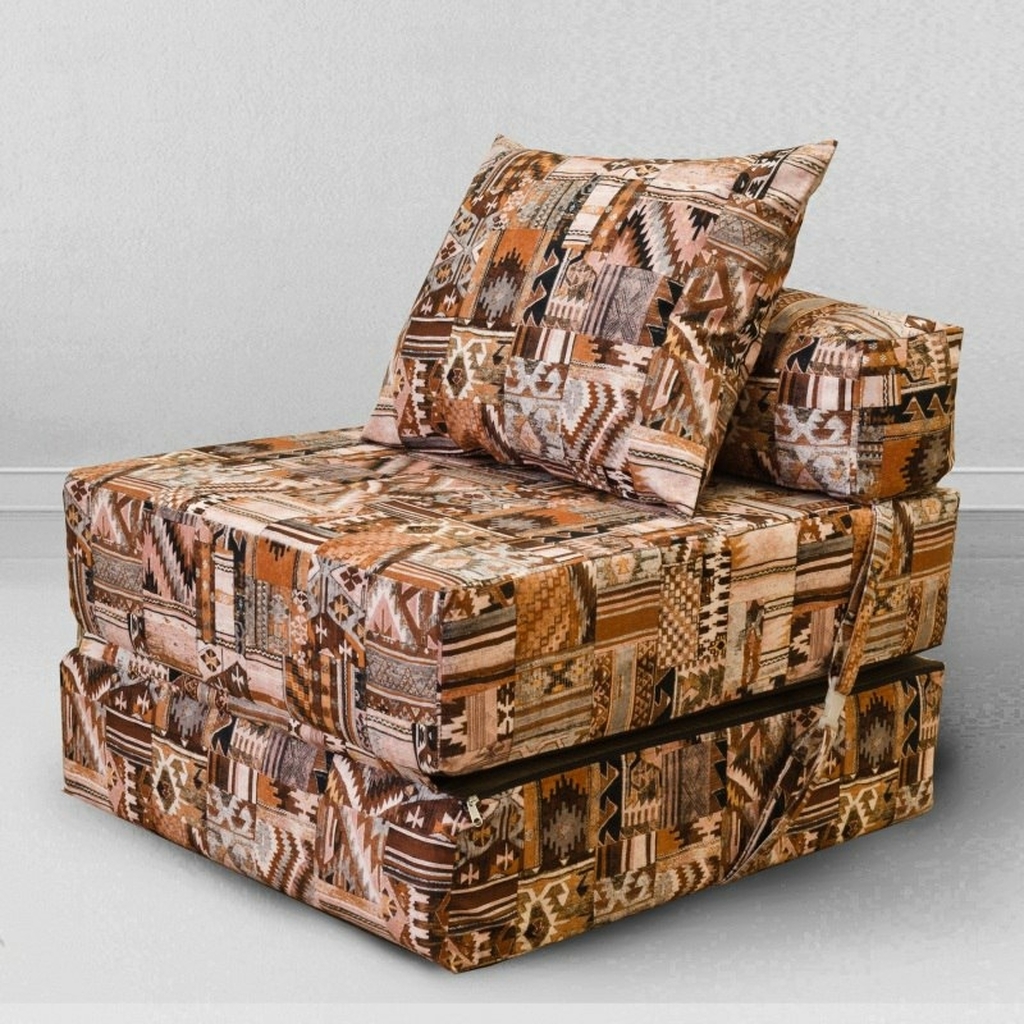 Кресло-кровать Mypuff Наска мебельная ткань цвет коричневый подушка 50x60 в комплекте kv_529_022