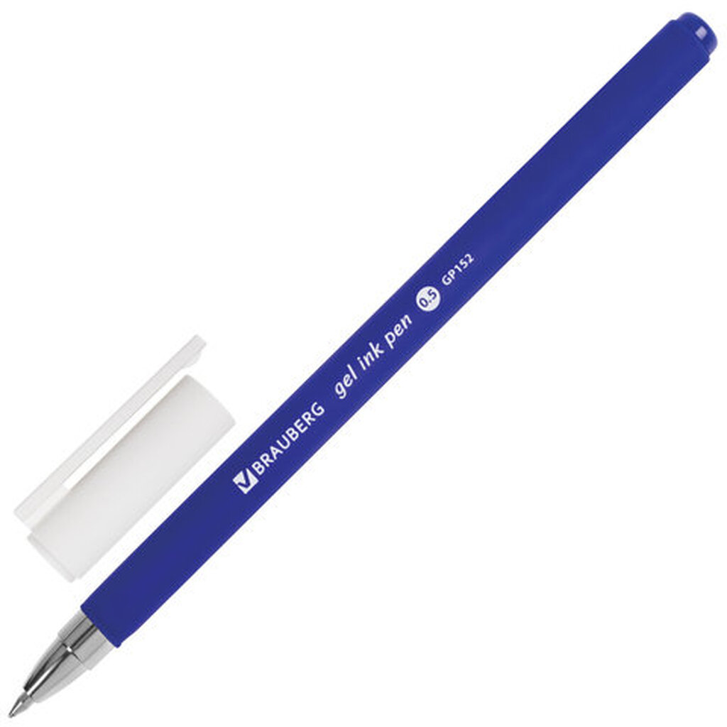 Ручка 12 шт в упаковке BRAUBERG гелевая Matt Gel СИНЯЯ корпус soft-touch узел 05 мм линия 035 мм 142945