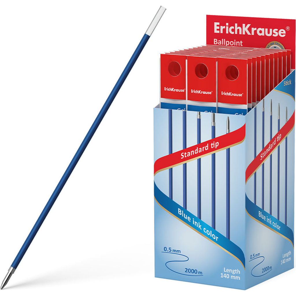 Шариковый стержень для ручек R-301 Stick ErichKrause 1.0 140 мм, синий 46963