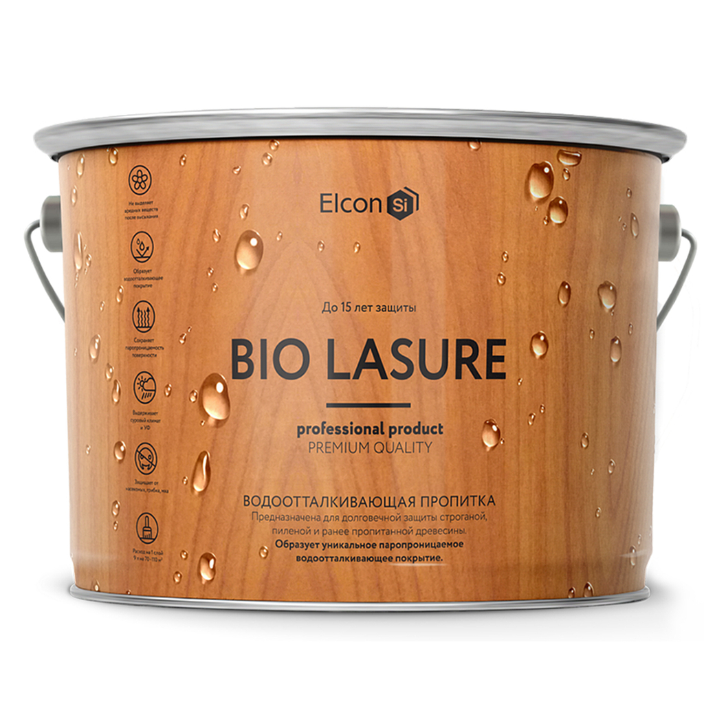 Водоотталкивающая пропитка Elcon Bio Lasure для дерева (дуб; 9 л) 00-00461962