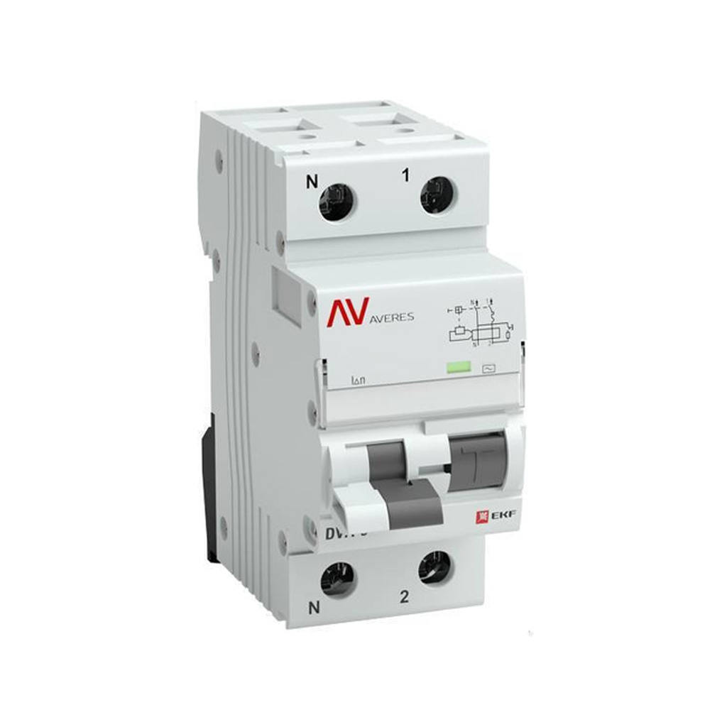 Дифференциальный автомат EKF AVERES DVA-6, 1P+N, 6А, B, 30мА, AC, 6кА, SQ rcbo6-1pn-6B-30-ac-av