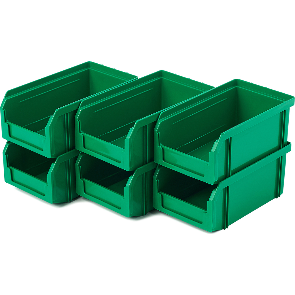 Пластиковый ящик СТЕЛЛА-ТЕХНИК 180х200х140мм, комплект 6 штук, V-1-К6-зеленый STELLA