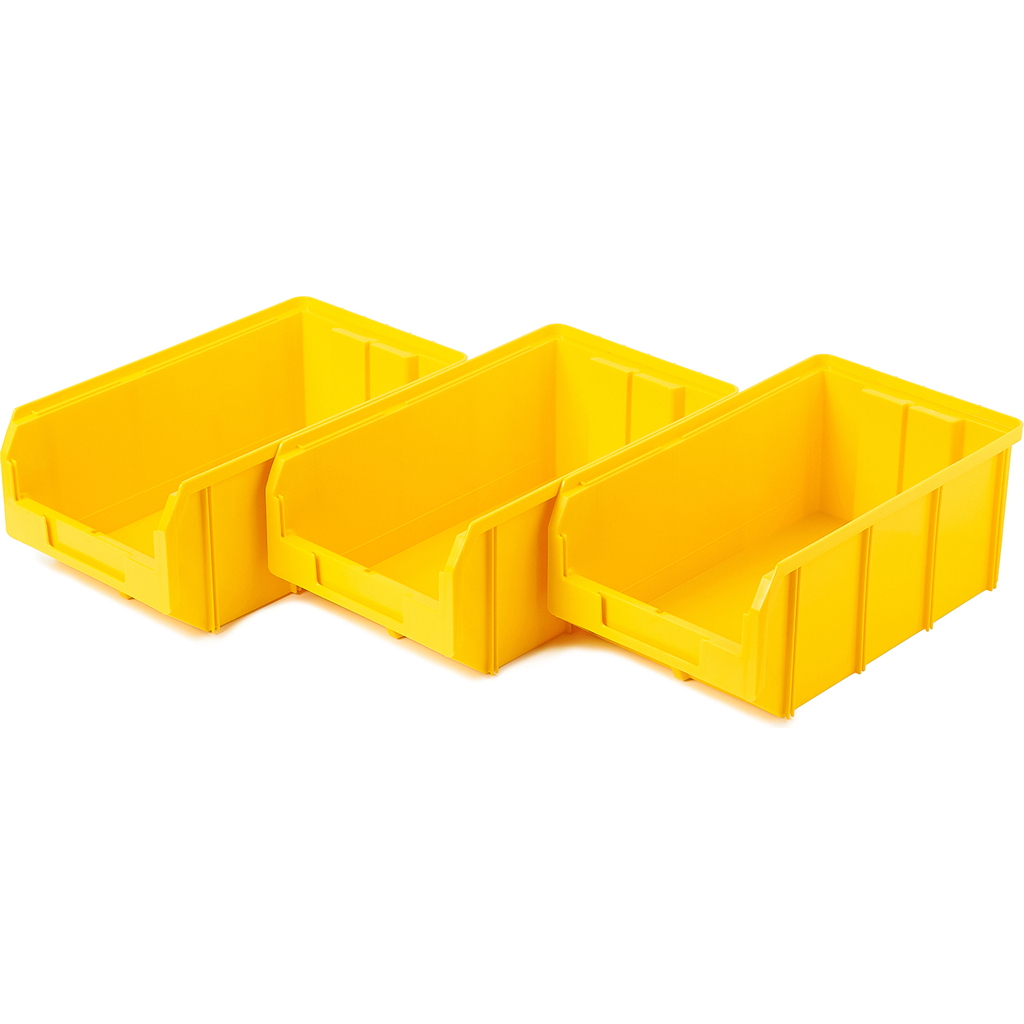 Пластиковый ящик СТЕЛЛА-ТЕХНИК 210х370х300мм, комплект 3 штуки, V-3-К3-желтый STELLA