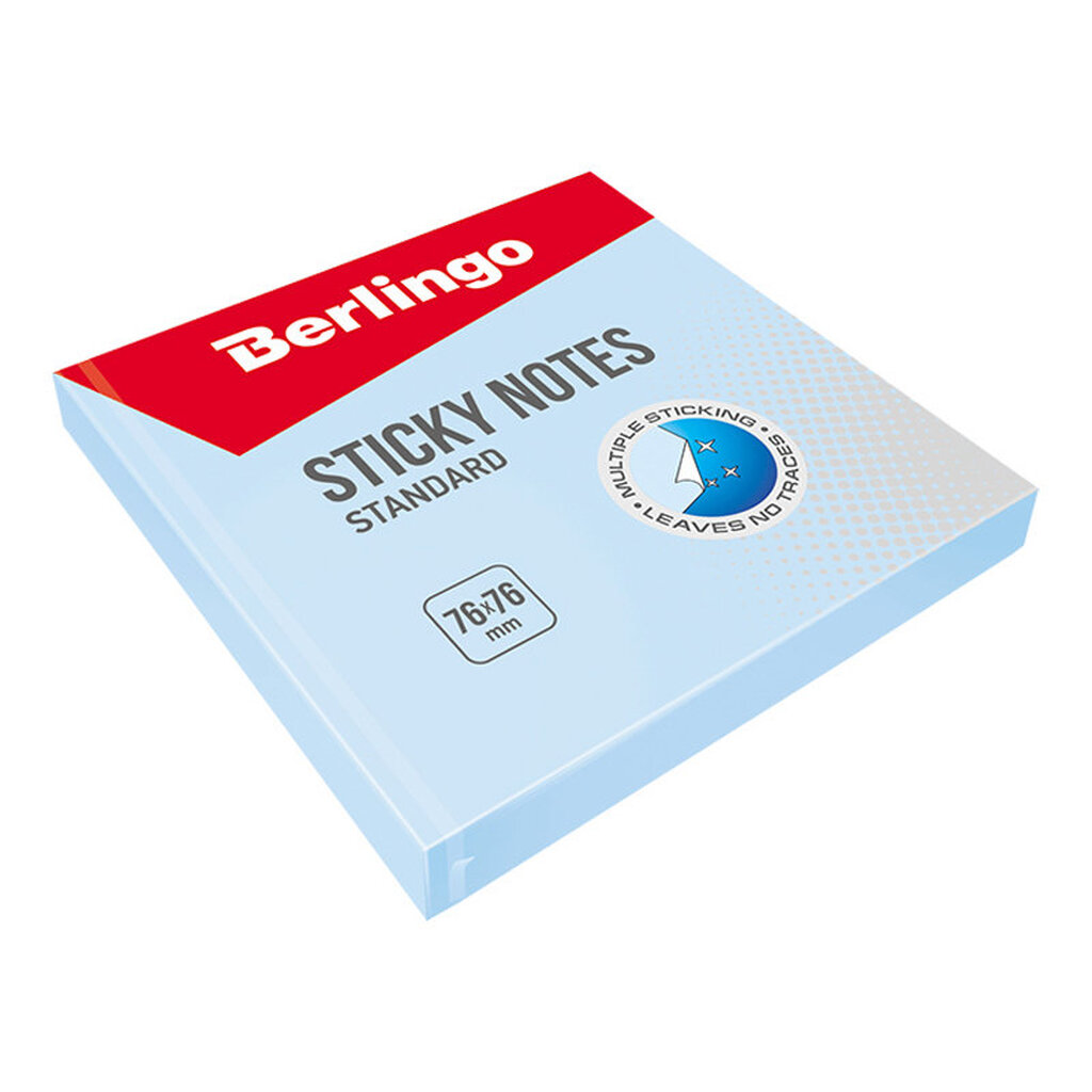 Самоклеящийся блок 12 шт в упаковке Berlingo Standard 76/76 мм 100 листов голубой HN7676SB