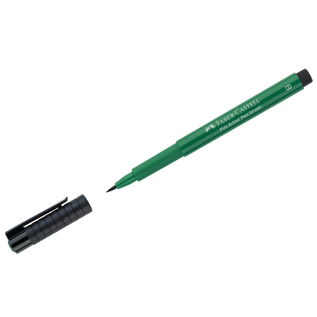 Капиллярная ручка Faber-Castell Pitt Artist Pen Brush цвет 264 темно-зеленая, кистевая 167478