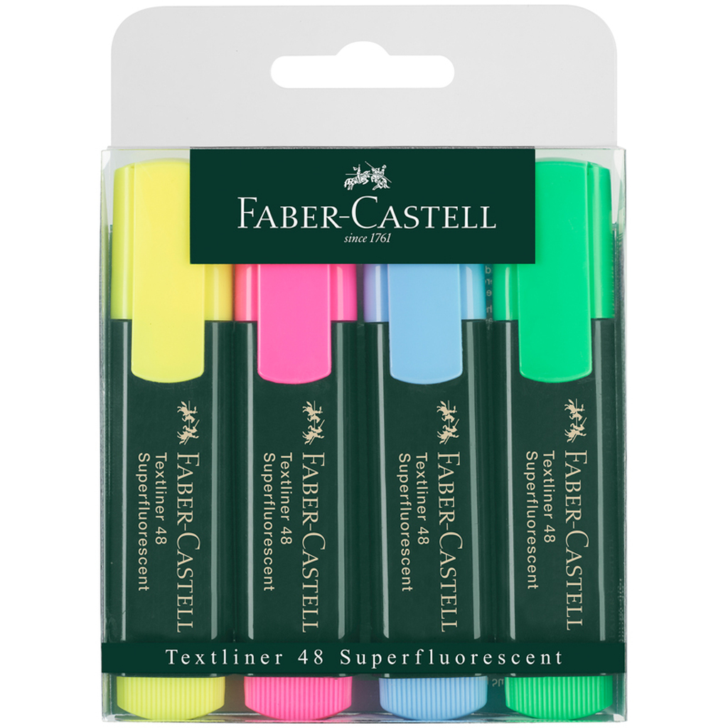 Набор текстовыделителей Faber-Castell 48 4 цвета, 1-5 мм, пластиковая упаковка 154804/15480400