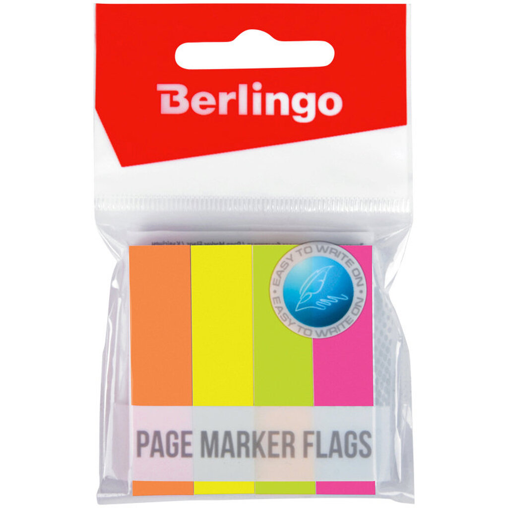 Флажки-закладки 12 шт в упаковке Berlingo 12/50 мм 100 листов 4 неоновых цвета LSz_50124