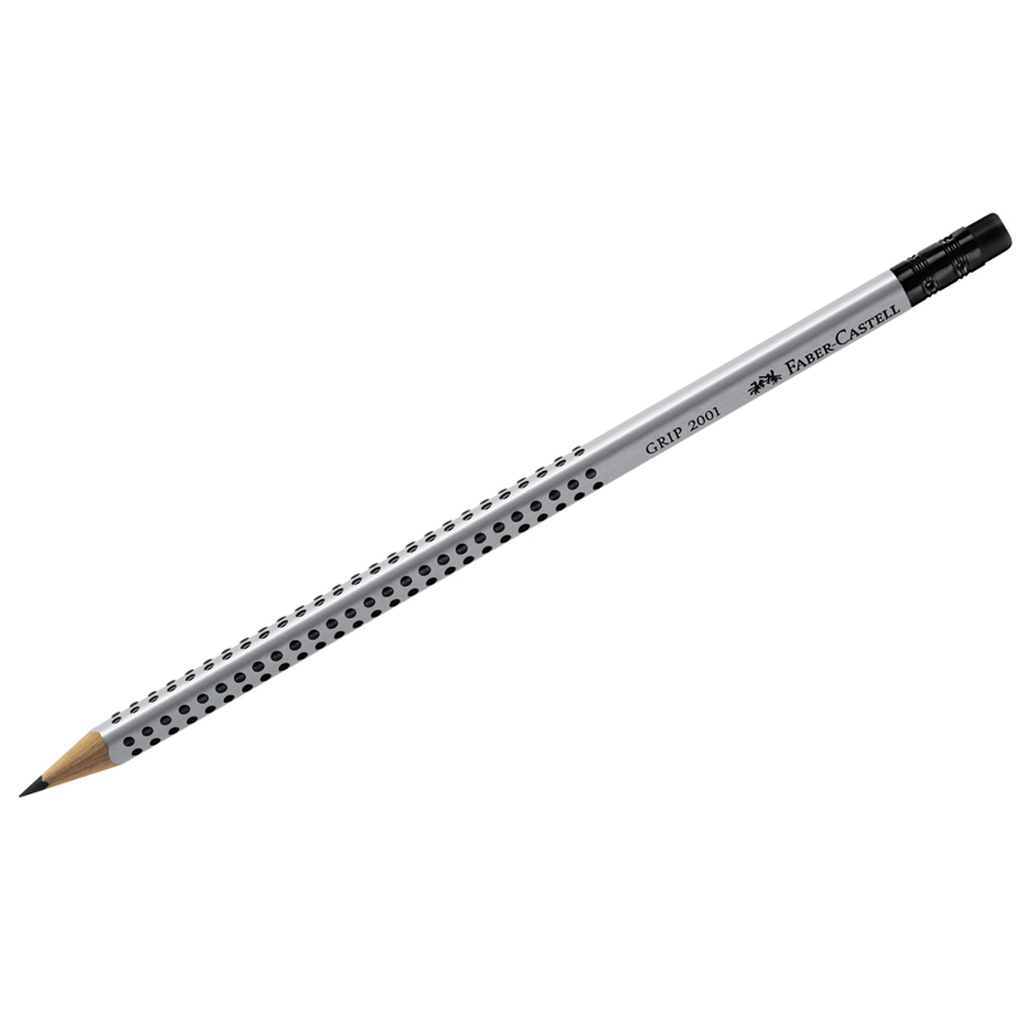 Чернографитный карандаш Faber-Castell Grip 2001 HB, с ластиком, трехгранный, заточенный 117200