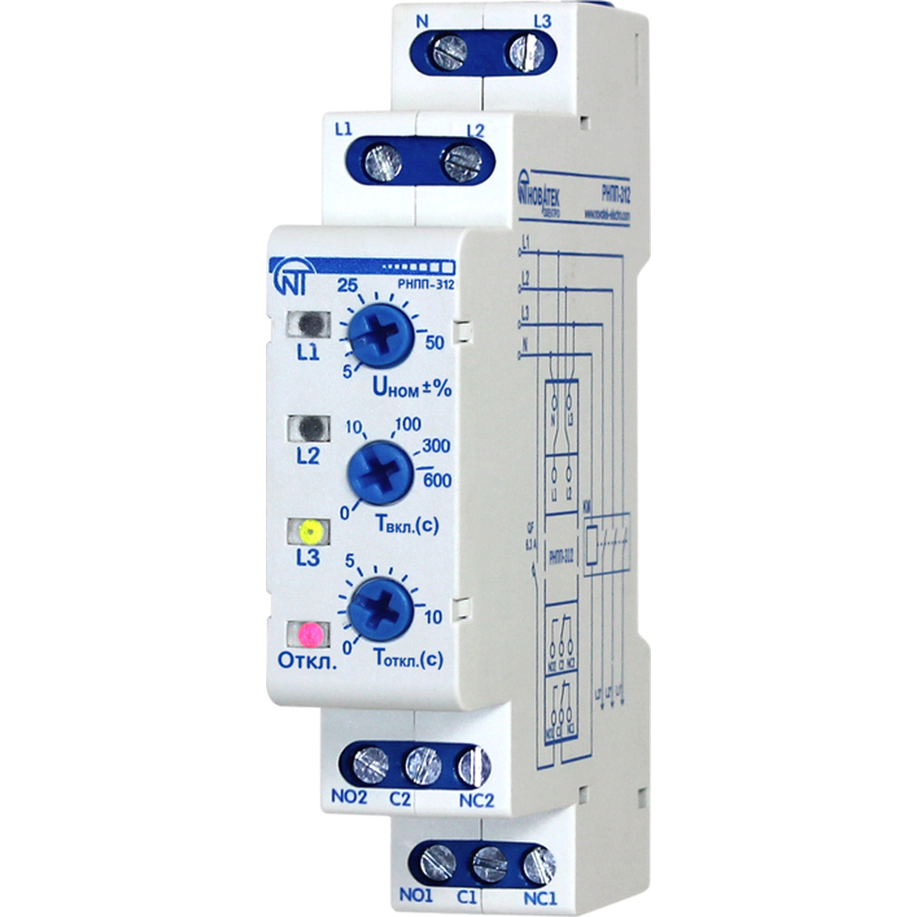 Реле напряжения, перекоса и последовательности фаз Новатек-Электро РНПП-312 3425600312