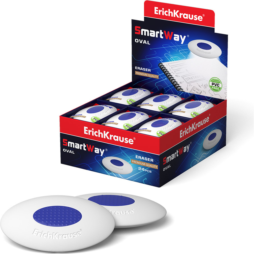 Ластик ErichKrause SmartWay Oval с пластиковым держателем 45532