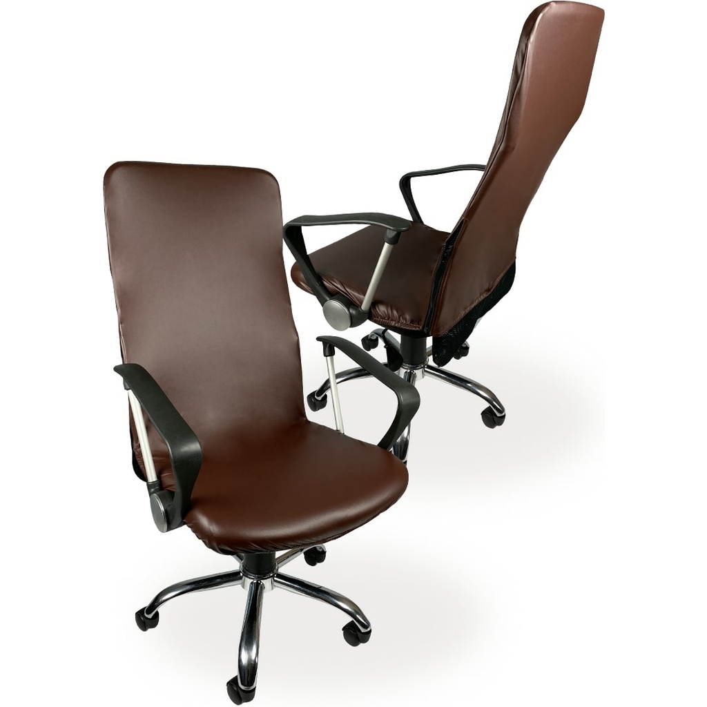 Чехол на мебель для компьютерного кресла ГЕЛЕОС 535М, размер M, кожа, темно-коричневый ГЧ00535М