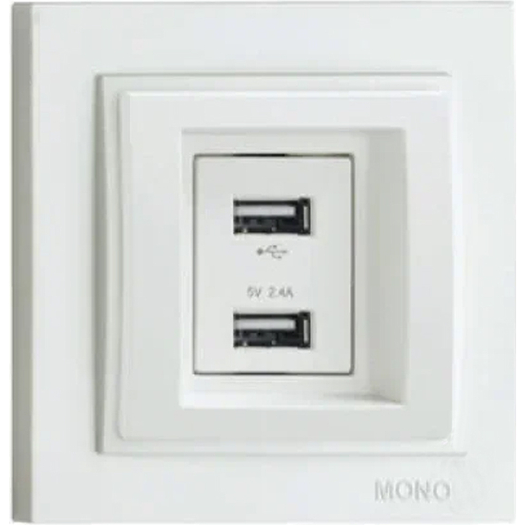 2-я USB розетка Mono Electric DESPINA зарядка, крем 102-170005-178